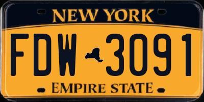 NY license plate FDW3091