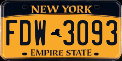 NY license plate FDW3093