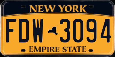 NY license plate FDW3094