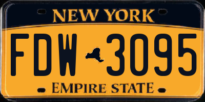 NY license plate FDW3095