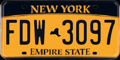 NY license plate FDW3097