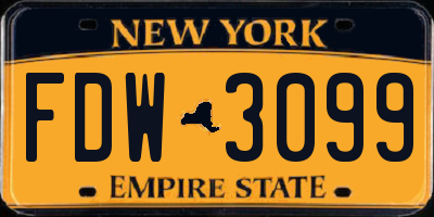 NY license plate FDW3099