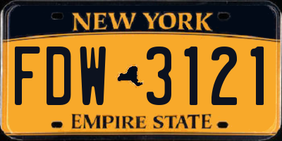 NY license plate FDW3121