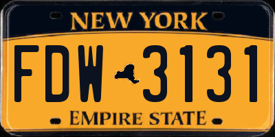 NY license plate FDW3131