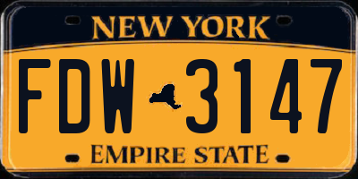 NY license plate FDW3147