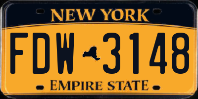 NY license plate FDW3148