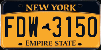 NY license plate FDW3150