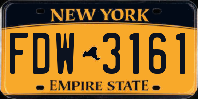 NY license plate FDW3161