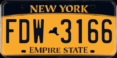 NY license plate FDW3166