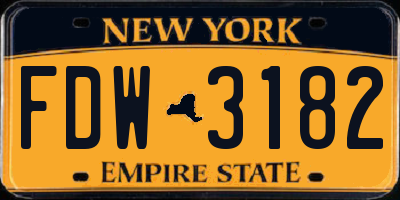 NY license plate FDW3182