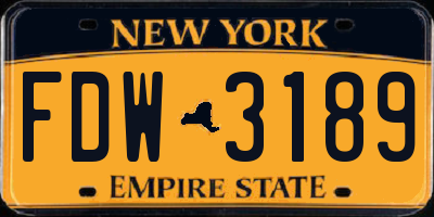 NY license plate FDW3189