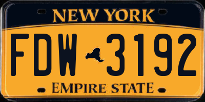 NY license plate FDW3192