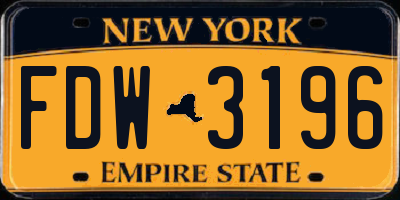 NY license plate FDW3196
