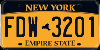 NY license plate FDW3201