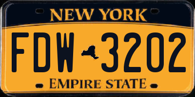 NY license plate FDW3202