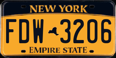 NY license plate FDW3206