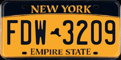 NY license plate FDW3209