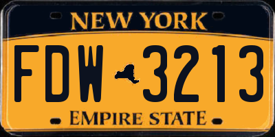 NY license plate FDW3213