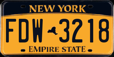 NY license plate FDW3218