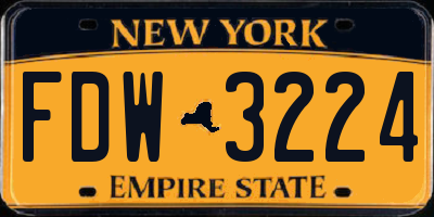 NY license plate FDW3224