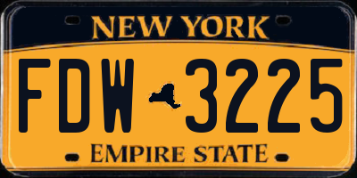 NY license plate FDW3225