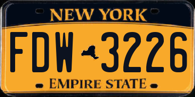 NY license plate FDW3226