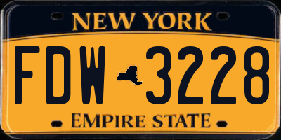 NY license plate FDW3228