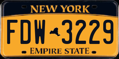 NY license plate FDW3229