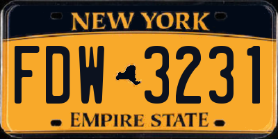 NY license plate FDW3231