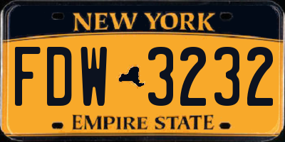 NY license plate FDW3232