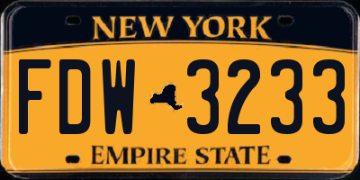 NY license plate FDW3233