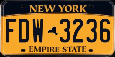 NY license plate FDW3236