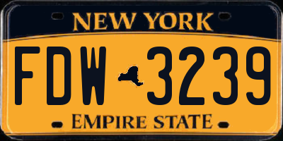 NY license plate FDW3239