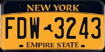 NY license plate FDW3243