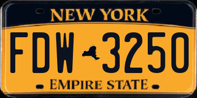 NY license plate FDW3250