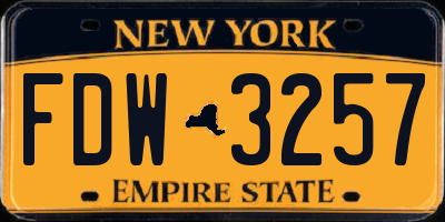 NY license plate FDW3257