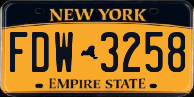 NY license plate FDW3258