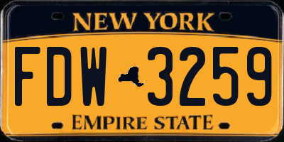 NY license plate FDW3259