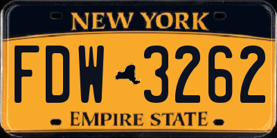 NY license plate FDW3262