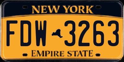 NY license plate FDW3263