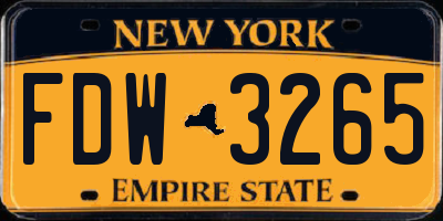 NY license plate FDW3265