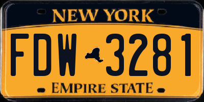 NY license plate FDW3281