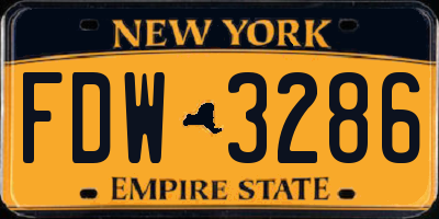 NY license plate FDW3286