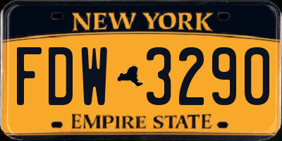 NY license plate FDW3290