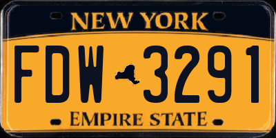 NY license plate FDW3291