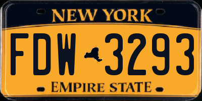 NY license plate FDW3293