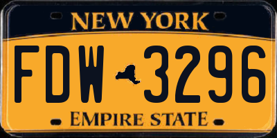 NY license plate FDW3296