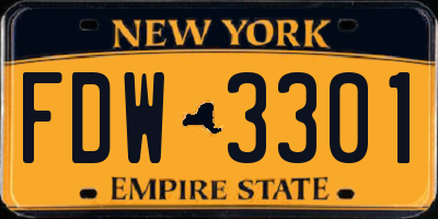NY license plate FDW3301