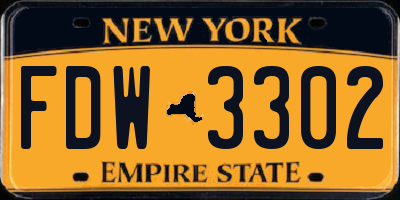 NY license plate FDW3302