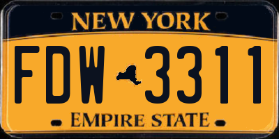 NY license plate FDW3311